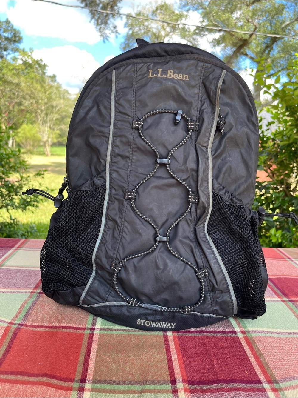 L.L. Bean Stowaway Packable Daypack Backpack-Black, Charcoal & Grey